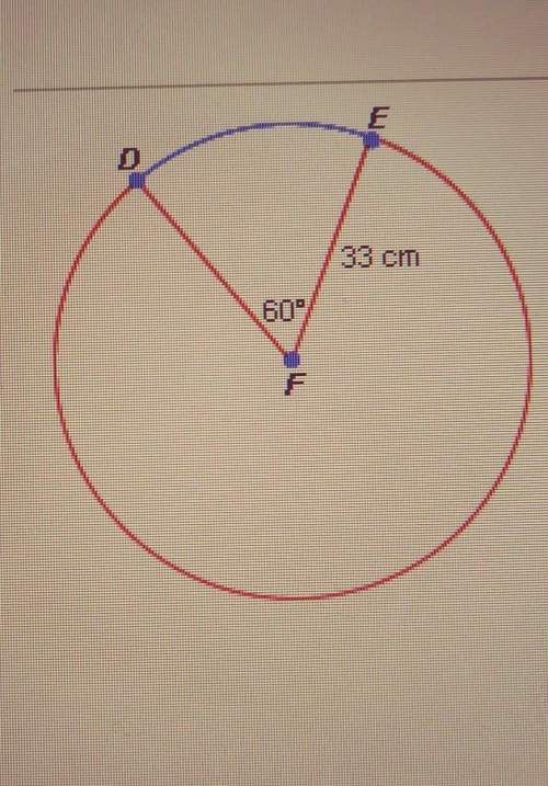 In the diagram below, what is the approximate length of minor arc de? a.17.3 cm b