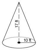 What is the volume of the cone? (use 3.14 for π .)  5,338 ft 3 355.87 ft 3