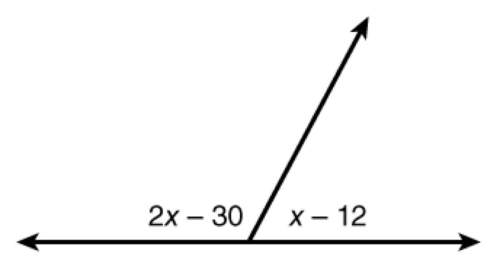 The two angles below form a linear pair, and the expressions are measured in degrees. what is the me