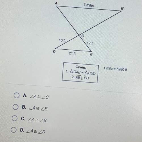 Using the diagram below, which of the following parts of the triangles are congruent?