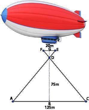 An aerial camera is suspended from a blimp and positioned at d. the camera needs to cover 125 meters