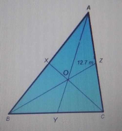 In abc, o is the centroid of the triangle and ao is 12.7 m. find the length of oy and ay.