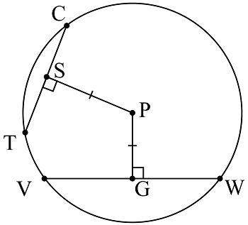 Vg=12.2 in. pg=13.1in. find the radius of the circle. a. 17.9 in b. 25.3 in