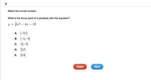 select the correct answer. what is the focus point of a parabola with this equati