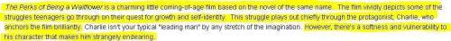 Select the correct text in the passage. proofread this excerpt from a review of the film the p