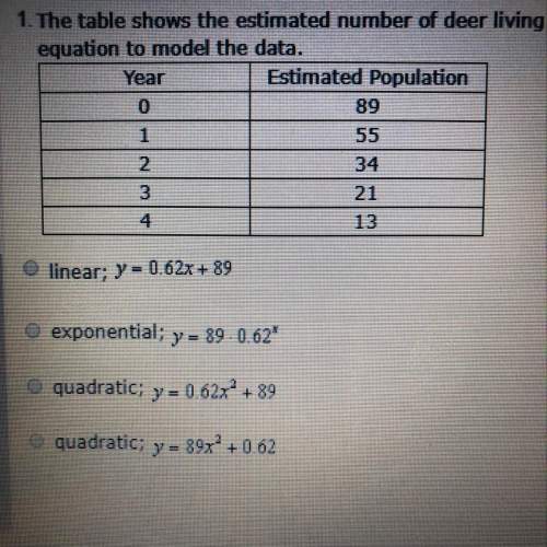 Question: the table shows the estimated number of deer living in a forest over a five year period.a