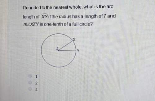 Rounded to the nearest whole, what is the arc length of xy if the radius has a length of 7 and m-xzy
