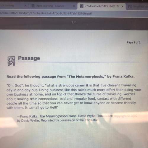 1point click to read the passage from the metamorphosis, by franz kafka. then answer the