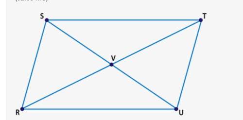 Rstu is a parallelogram. if m∠tuv = 78° and m∠tvu = 54°, explain how you can find the measure of ∠sr