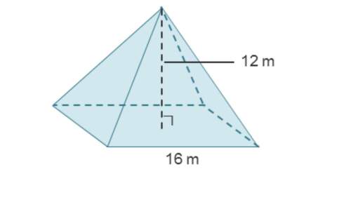 Consider this square pyramid. recall the volume can be found using the formula v = 1/3bh.