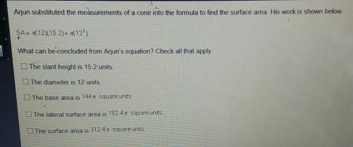 Arjun substituted the measurements of a cone into the formula to find the surface area.