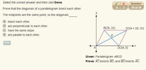 This is really important. answer asap. prove that the diagonals are the same point, so the di