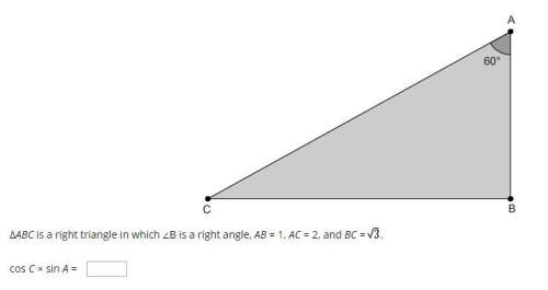 Δabc is a right triangle in which ∠b is a right angle, ab = 1, ac = 2, and bc = sqrt(3).