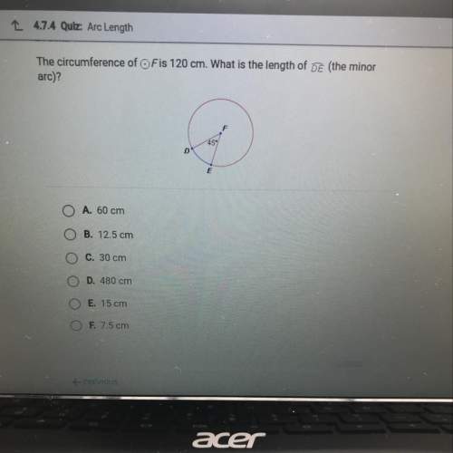 The circumference of f is 120 cm what is the length of de the minor arc