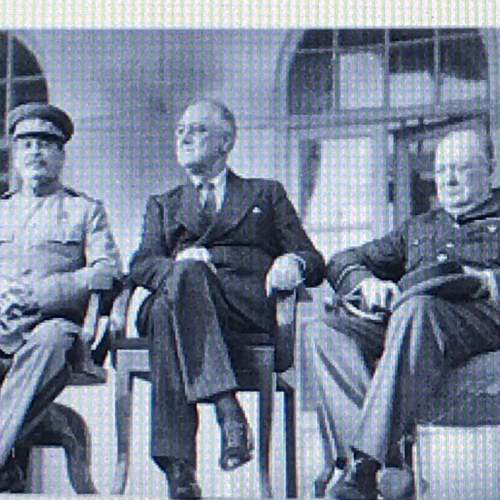 This picture shows the leaders of the big three meeting in tehran, iran, in 1943 in this