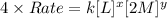 4\times Rate=k[L]^x[2M]^y