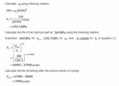 A machine part will be cycled at ±350 MPa for 5 (103) cycles. Then the loading will be changed to ±2