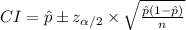 CI=\hat p\pm z_{\alpha/2}\times \sqrt{\frac{\hat p(1-\hat p)}{n}}