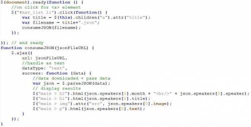 Part 1: Modify code 1. In the.js file, write the JavaScript code for this application. Within the cl