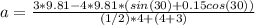 a=\frac{3*9.81-4*9.81*(sin(30)+0.15cos(30))}{(1/2)*4+(4+3)}