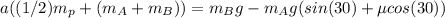 a((1/2)m_{p}+(m_{A}+m_{B}))=m_{B}g-m_{A}g(sin(30)+\mu cos(30))