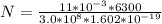 N = \frac{11*10^{-3} * 6300}{ 3.0*10^8 * 1.602 *10^{-19}}