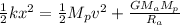 \frac{1}{2} kx^2 = \frac{1}{2} M_p v^2 +\frac{GM_a M_p}{R_a}