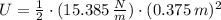 U = \frac{1}{2}\cdot (15.385\,\frac{N}{m} )\cdot (0.375\,m)^{2}