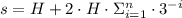 s = H + 2\cdot H \cdot \Sigma_{i = 1}^{n} \cdot 3^{-i}