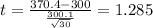 t=\frac{370.4-300}{\frac{300.1}{\sqrt{30}}}=1.285