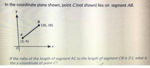 If the ratio of the length of segment AC to the length of segment CB is 3:1, what is the y-coordinat