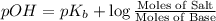 pOH=pK_b+\log \frac{\text{Moles of Salt}}{\text{Moles of Base}}
