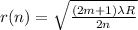r (n)= \sqrt {\frac{(2m+1)\lambda R}{2n}}