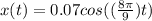 x(t)=0.07cos((\frac{8 \pi}{9} )t )