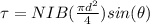 \tau = NIB(\frac{\pi d^2}{4})sin(\theta)