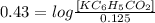 0.43 =log \frac{[KC_6H_5CO_2]}{0.125}