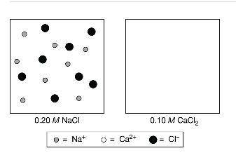 (a) ions in a certain volume of .20M NaCl (aq) are represented in the box above on the left. in the