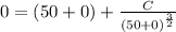 0=(50+0)+ \frac{C}{(50+0)^{\frac{3}{2} }}