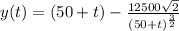 y(t)=(50+t)- \frac{12500\sqrt{2} }{(50+t)^{\frac{3}{2} }}