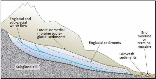 A deposit of sediment that marks the farthest forward advance of a glacier is called a medial morain