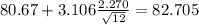 80.67+3.106\frac{2.270}{\sqrt{12}}=82.705