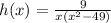 h(x) = \frac{9}{x(x^2-49)}