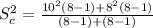 S^2_c = \frac{10^2(8-1)+8^2(8-1)}{(8-1)+(8-1)}
