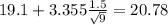 19.1+3.355\frac{1.5}{\sqrt{9}}=20.78