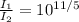 \frac{I_1}{I_2} = 10^{11/5}
