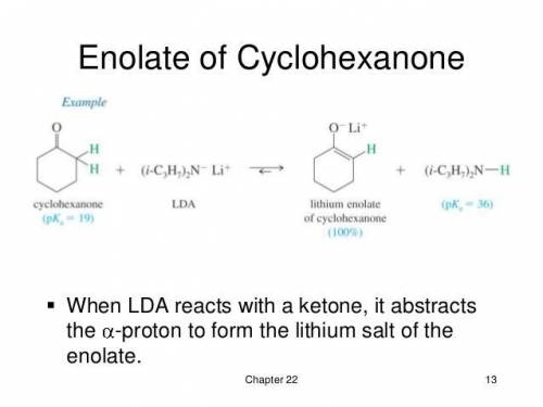 After treating cyclohexanone with LDA, he then added tert-butyl bromide to the same reaction vessel,