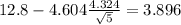 12.8-4.604\frac{4.324}{\sqrt{5}}=3.896