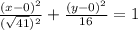 \frac{(x-0)^2}{(\sqrt{41})^2}+\frac{(y-0)^2}{16}=1