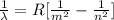 \frac{1}{\lambda}  = R [\frac{1}{m^2} - \frac{1}{n^2}  ]