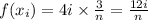 f(x_i)=4i\times \frac{3}{n}=\frac{12i}{n}